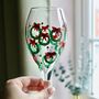 Christmas Wreath Painted Wine Glass, thumbnail 1 of 6