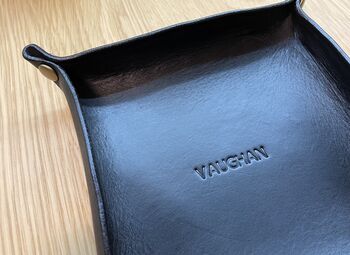 Personalised Black Leather Desk Accessories Tray, 10 of 12