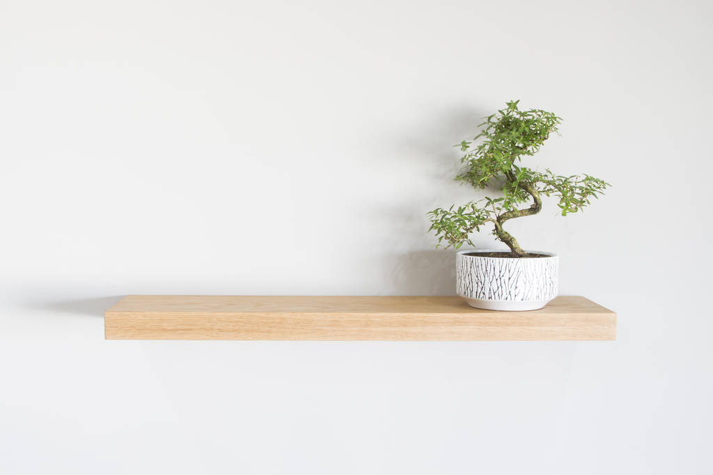 oak floating shelf in oiled oak by bespoak interiors