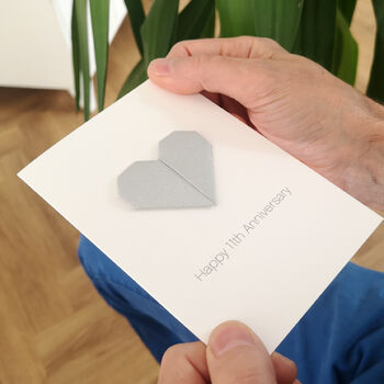 Personalised Anniversary By Year Origami Heart Card, 12 of 12