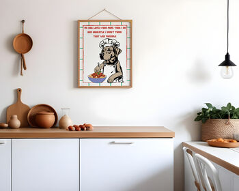 Custom Labrador Dog Chef Quote Wall Art Print In A4 Or A3, 4 of 6