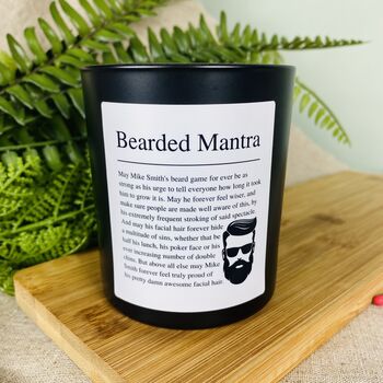 Funny Personalised Bearded Man Mantra Candle, 2 of 11