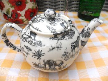 Two Cup Teapot In Black Safari Design, 7 of 9