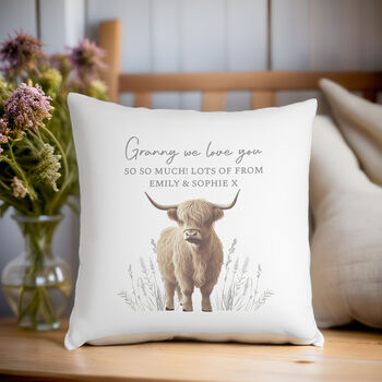 Personalised Highland Cow Cushion, 2 of 4