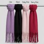 Plain Soft Blanket Tassel Scarf In 16 Colours, thumbnail 7 of 10