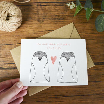 Penguin Personalised Anniversary Card, 2 of 3