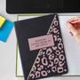 Personalised Leopard Print Black Hardback Notebook, thumbnail 3 of 4