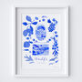 Scenes Of Amalfi Coast, Italy Blue Tile Inspired Travel Print, thumbnail 11 of 11