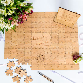 Wedding Guest Book Alternative Custom Jigsaw Puzzle, 5 of 10