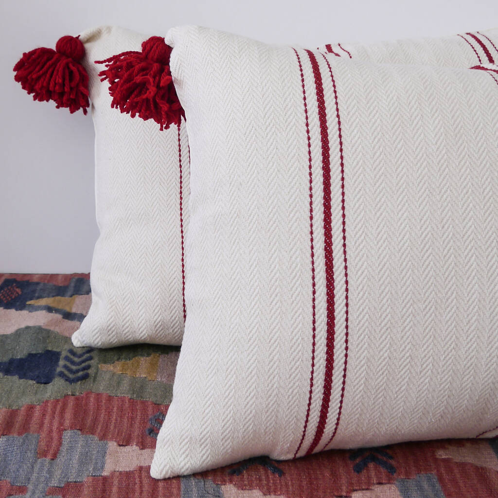 Handloomed Blanket And Two Cushion Covers Set By Living Roots
