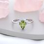 Genuine Pear Cut Peridot Crown Ring In Sterling Silver, thumbnail 5 of 12