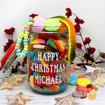 'Happy Christmas' Personalised Retro Sweets Jar, 2 of 5