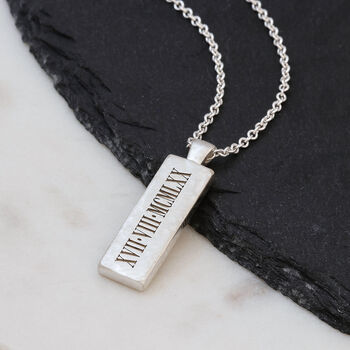 Roman Numerals Silver Ingot Pendant, 3 of 5