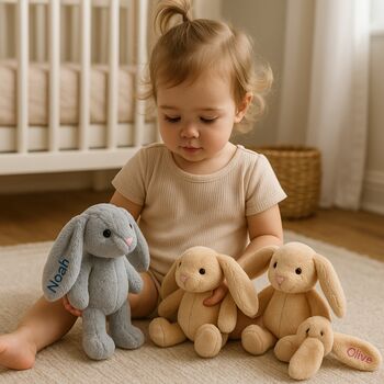 Personalised Bunny Soft Toy – Gift For Baby | Plushie, 2 of 5