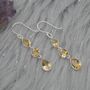 Citrine Teardrop Dangle Drop Earrings: 925 Silver, thumbnail 1 of 9