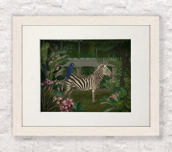 Zebra In Conservatory, Tropical Art Print, 5 of 8