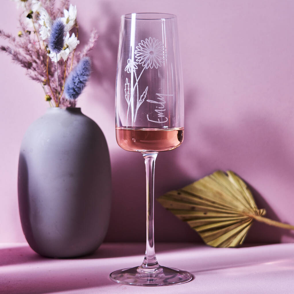 Personalised Birth Flower Champagne Flute, 1 of 3