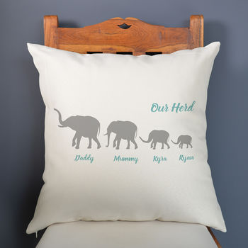 Personalised Herd Of Elephants Family Cushion, 4 of 7