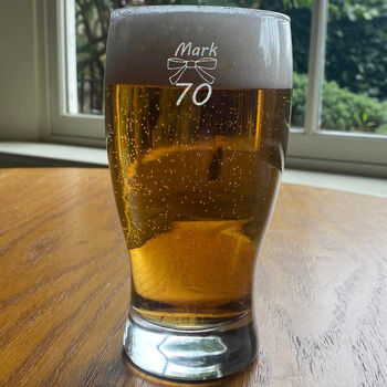Personalised Pint Glass Engraved For 70th Birthday Gift, 5 of 12