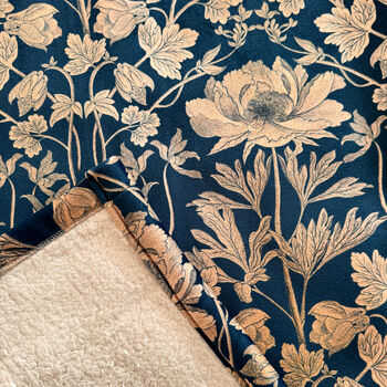 Luxury Super Soft Sherpa Throw Blanket Summer Navy Floral Design, 6 of 6