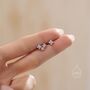 Sterling Silver Asymmetric White Hydrangea Cz Stud Earrings, thumbnail 2 of 12