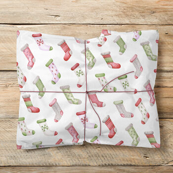 Festive Stocking Wrapping Paper Roll Or Folded, 2 of 3