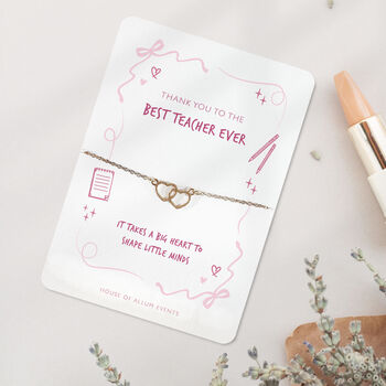 Teacher Thank You Bracelet Gift Best Teacher Pink, 3 of 9