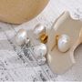 Monaco D’or Gold Pearl Double Ball Stud Charm Earrings, thumbnail 3 of 4