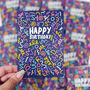 Colourful 'Happy Birthday' Pattern Colour Card, thumbnail 3 of 6