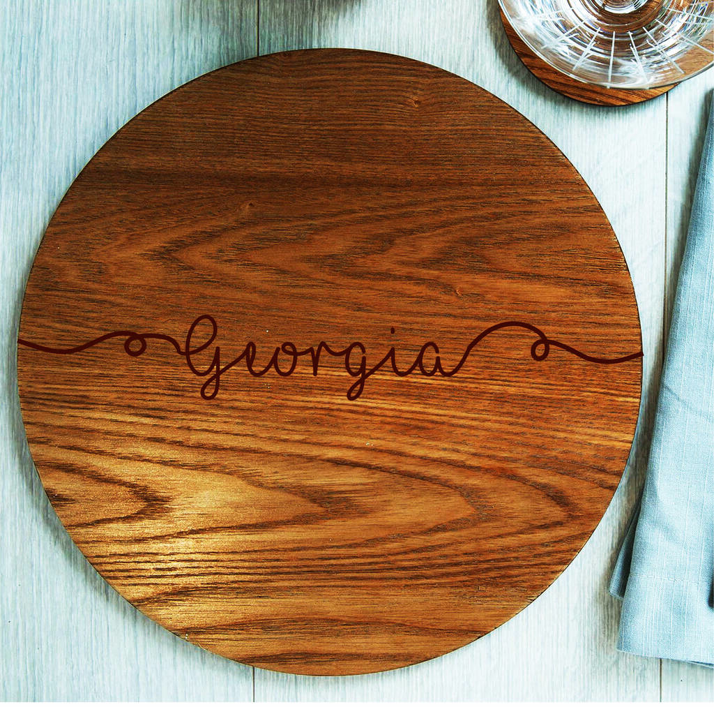 Personalised Round Wooden Placemat, 1 of 2