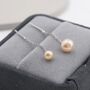 Sterling Silver Genuine Pink Pearl Threader Earrings, thumbnail 6 of 11