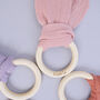 Personalised Teether Ring With Muslin Bunny Ears, thumbnail 1 of 6