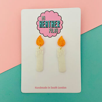 Candle Glitter Christmas Earrings, 5 of 5
