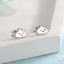 Tiny Cloud Stud Earrings In Sterling Silver, thumbnail 1 of 12
