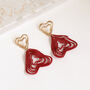 Red Acrylic Matte Bend Wire Heart Earrings, thumbnail 3 of 3