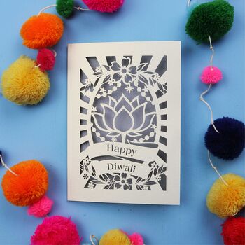 Papercut Diwali Card Lotus Design, 5 of 6