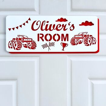 Personalised Monster Truck Children's Door Sign, 2 of 11
