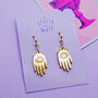 Gold Mirrored Acrylic Mystic Hand Drop Earrings, thumbnail 1 of 8