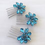 Vibrant Blue Crystal Hair Comb Set, thumbnail 4 of 4