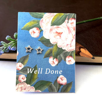 Well Done Graduation Sterling Silver Open Star Earrings, 5 of 12