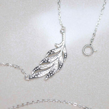 Sterling Silver Fern Feather Necklace, 4 of 6