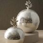 Set Of Two Silver Hammered Brass Spheres, thumbnail 1 of 2