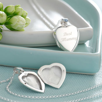 Engraved Sterling Silver Large Heart Locket Necklace, 4 of 8