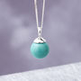 Silver Ball Pendant In Turquoise, Lapis And Jade, thumbnail 3 of 5