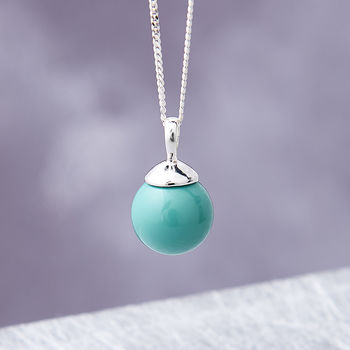 Silver Ball Pendant In Turquoise, Lapis And Jade, 3 of 5