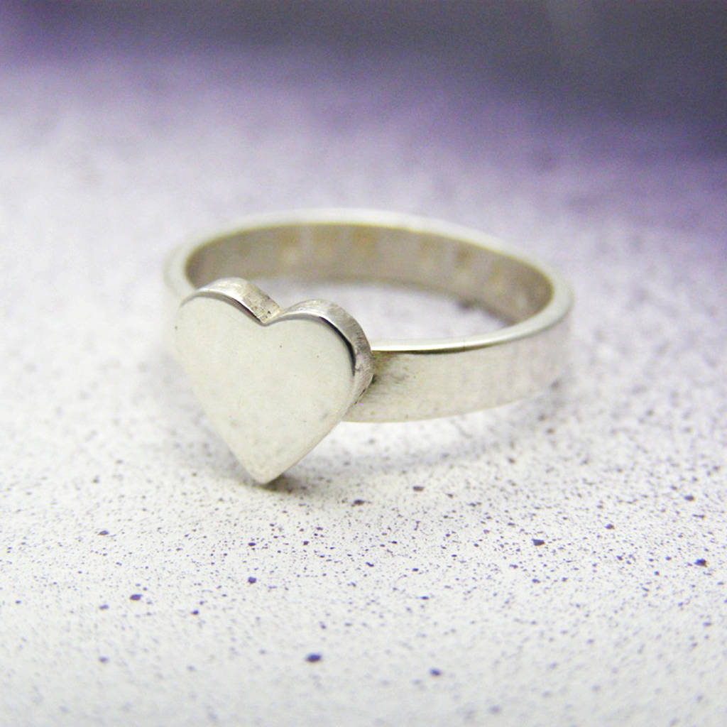 Personalised Chunky Silver Heart Ring By Soremi Jewellery ...