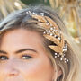 Cassiopaea Crystal And Pearl Leaf Boho Bridal Hair Clip, thumbnail 3 of 7