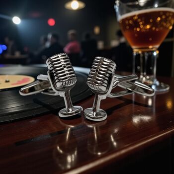 Personalised Retro Microphone Cufflinks, 2 of 12