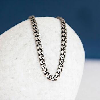 Mens Oxidised Sterling Silver Curb Chain Bracelet, 2 of 10