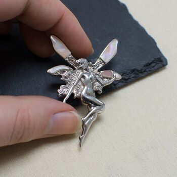 Sterling Silver And Shell Fairy Brooch, 2 of 3